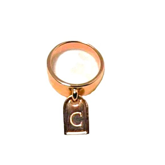 Womens LETTER "C"  PINKY RING Copper/Rose Gold - Picture 6 of 7
